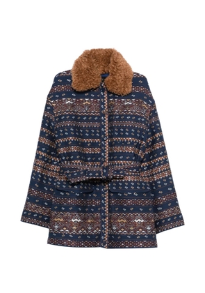 HUI MILANO patterned-stripes coat - Blue