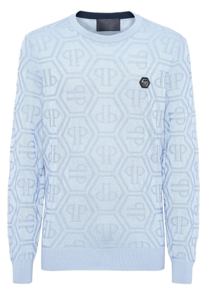 Philipp Plein monogram-jacquard jumper - Blue