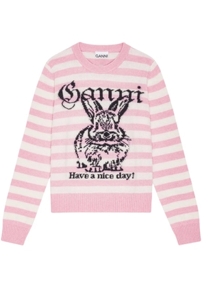 GANNI intarsia-knit jumper - Pink
