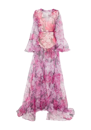 MIAU by Clara Rotescu ruffled floral maxi dress - Pink
