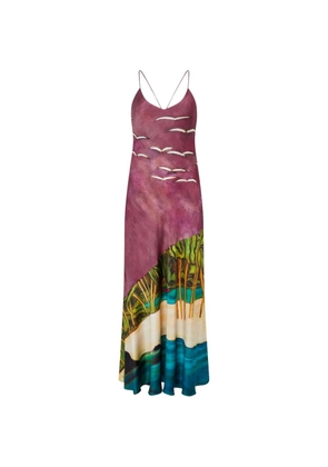 Donde Esteban La Sierra graphic-print maxi dress - Purple