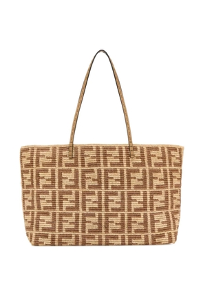 FENDI large embroidered tote bag - Neutrals