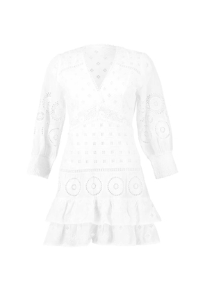 Temptation Positano Mala ruffled eyelet dress - White