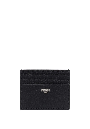 FENDI logo-lettering leather cardholder - Black