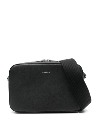 SANDRO logo-debossed messenger bag - Black