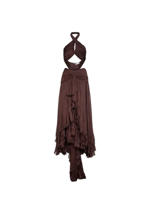 Alina pleated asymmetric dress - Brown