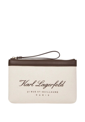Karl Lagerfeld Hotel Karl zip logo clutch bag - Neutrals