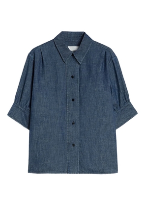 Jil Sander gathered-sleeve chambray shirt - Blue