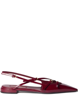 Miu Miu patent-leather slingback flat pumps - Red