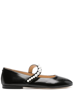 MACH & MACH faux-pearl leather ballerina shoes - Black