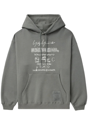 Yohji Yamamoto logo-print cotton hoodie - Grey