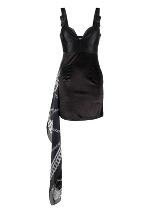 Versace Jeans Couture chain link-print scarf-detail minidress - Black