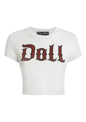 Dolce & Gabbana doll-print crop top - White