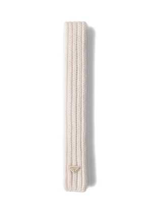 Prada enameled-triangle rib-knit scarf - Neutrals