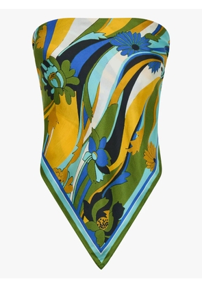 Christopher Esber floral-print silk scarf - Blue