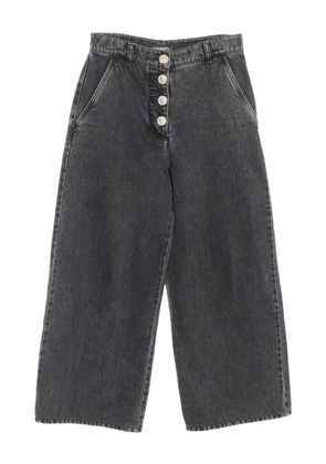 CHANEL Pre-Owned 1986-1988 button-fastening wide-leg trousers - Grey