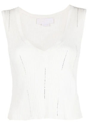 Genny embellished rib vest - White