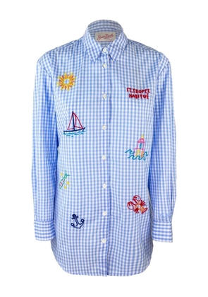 MC2 Saint Barth gingham embroidered shirt - Blue