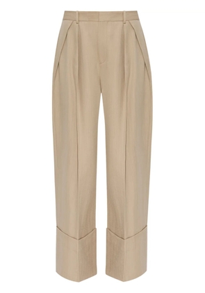 Victoria Beckham Maxi turn-up pants trousers - Neutrals