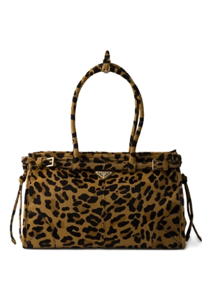 Prada large Bonnie printed tote bag - Brown