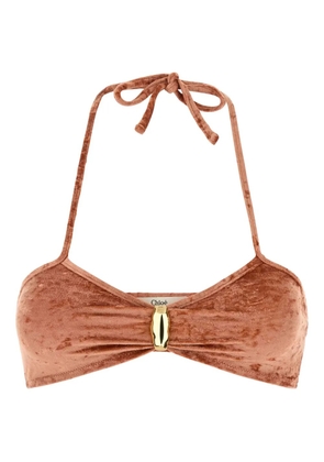 Chloé velvet tie bikini top - Orange