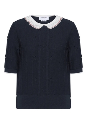 Thom Browne lace-trim T-shirt - Blue