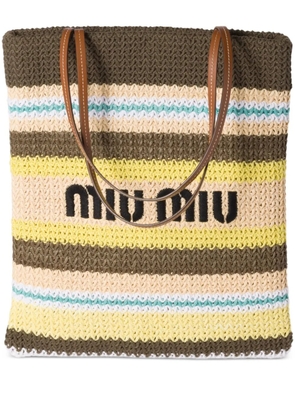 Miu Miu striped crochet tote bag - Grey
