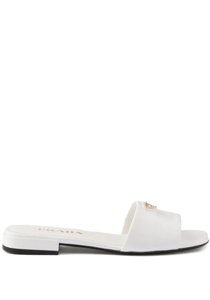 Prada Saffiano patent leather slides - White
