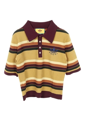 Gucci Pre-Owned 10s striped-knit polo shirt - Yellow