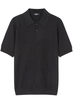 Versace Barocco knitted polo shirt - Black