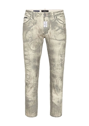 Philipp Plein metallic-splatter jeans - Neutrals