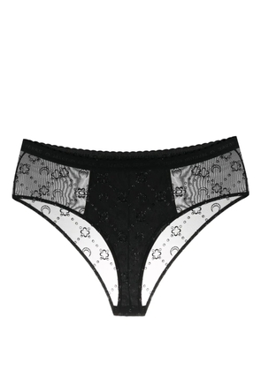 Marine Serre Moonogram-flocked mesh briefs - Black