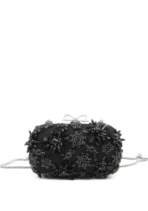 Self-Portrait floral crystal clutch bag - Black