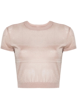Chiara Ferragni Eyelike-motif metallic cropped jumper - Pink