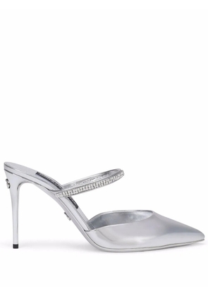 Dolce & Gabbana crystal-embellished pointed-toe mules - Grey