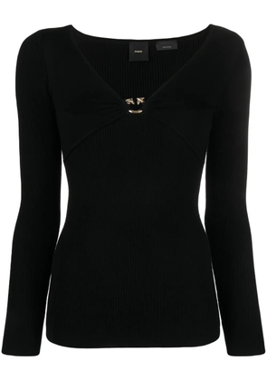 PINKO Love Birds ribbed-knit top - Black