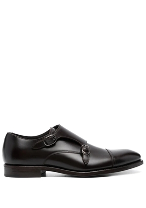 Henderson Baracco almond-toe leather monk shoes - Brown
