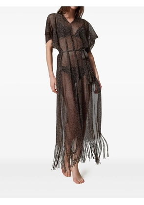 TWINSET fringed sheer dress - Brown