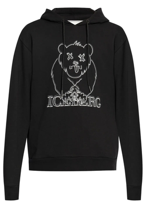 Iceberg logo-embroidered cotton hoodie - Black