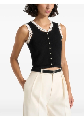 Manière De Voir Evelyn crochet-frill crop top - Black