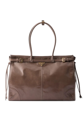 Prada extra-large Bonnie leather tote bag - Brown
