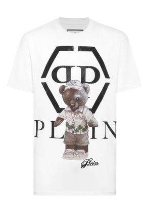 Philipp Plein crystal-embellished teddy-bear T-shirt - White