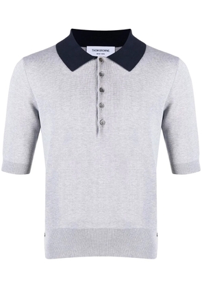 Thom Browne contrasting-collar detail polo shirt - Grey