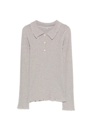 Baserange Dual ong-sleeve polo top - Grey