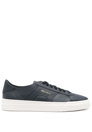 Santoni grained leather sneakers - Blue