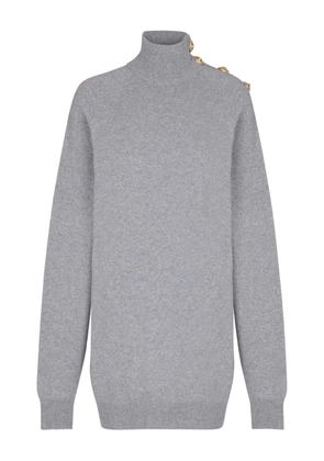 Balmain high-neck button-embellished jumper dress - Grey