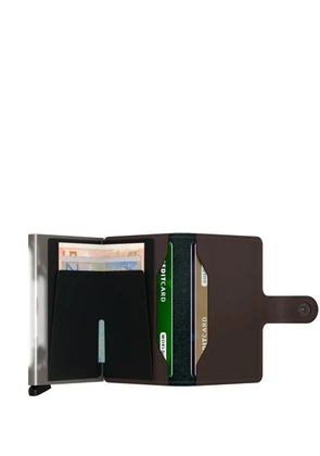 Secrid button-fastening leather cardholder - Brown