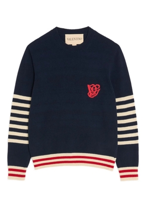 Valentino Garavani embroidery striped sweater - Blue