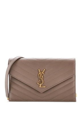 Saint Laurent Pre-Owned Classic Monogram Wallet on Chain Matelasse Chevron Leather Small crossbody bag - Neutrals