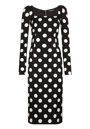 Dolce & Gabbana polka dot-print midi dress - Black